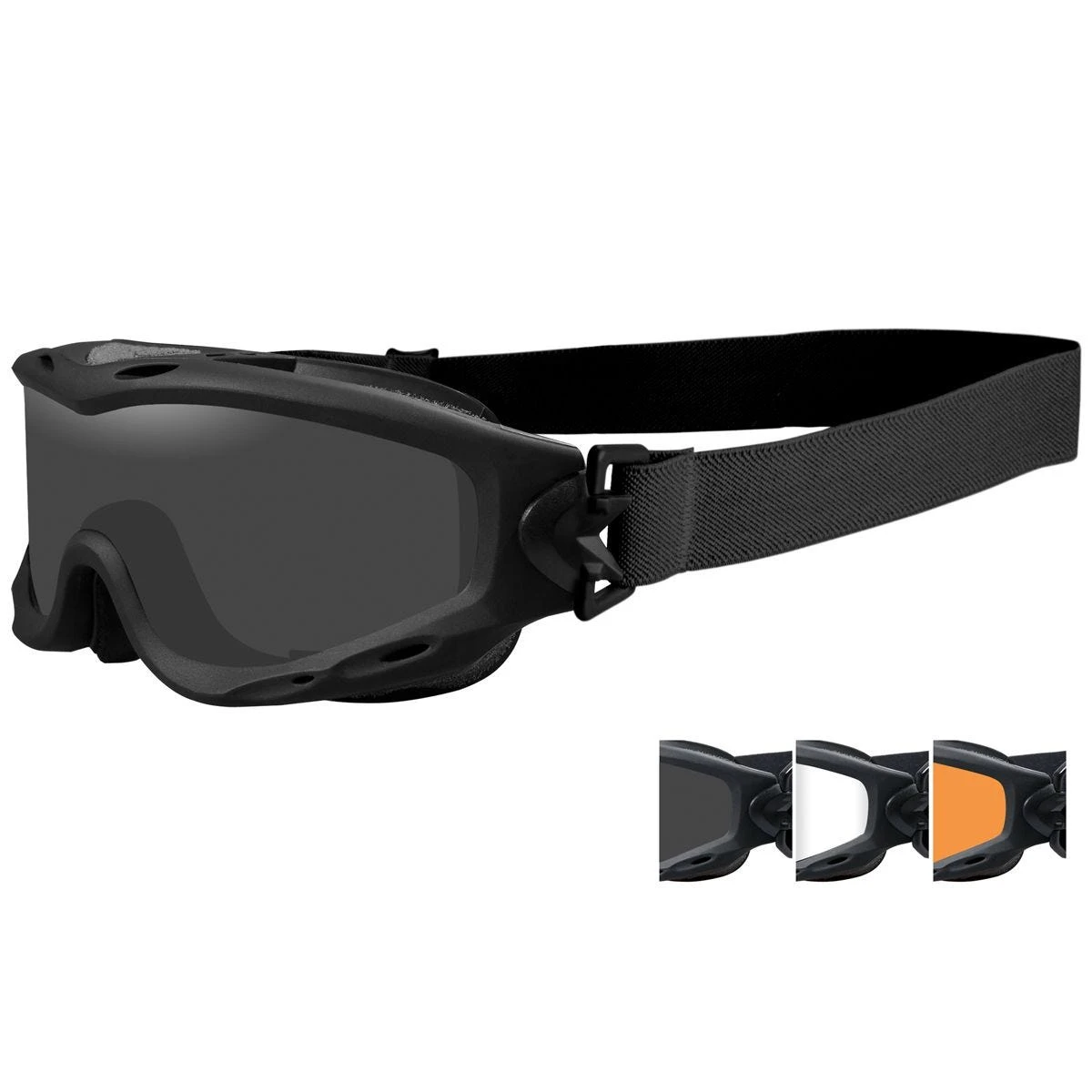 Wiley X Spear Goggles - Smoke Grey + Clear + Light Rust Lens / Matte Black 3 Wiley X Spear Goggles - Smoke Grey + Clear + Light Rust Lens / Matte Black